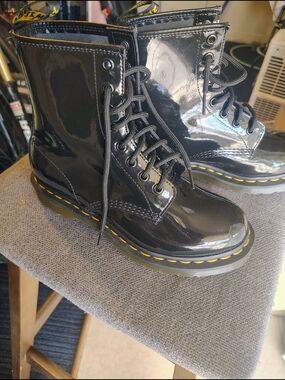 Dr. Martens Black Leather Boot with Tan Insole